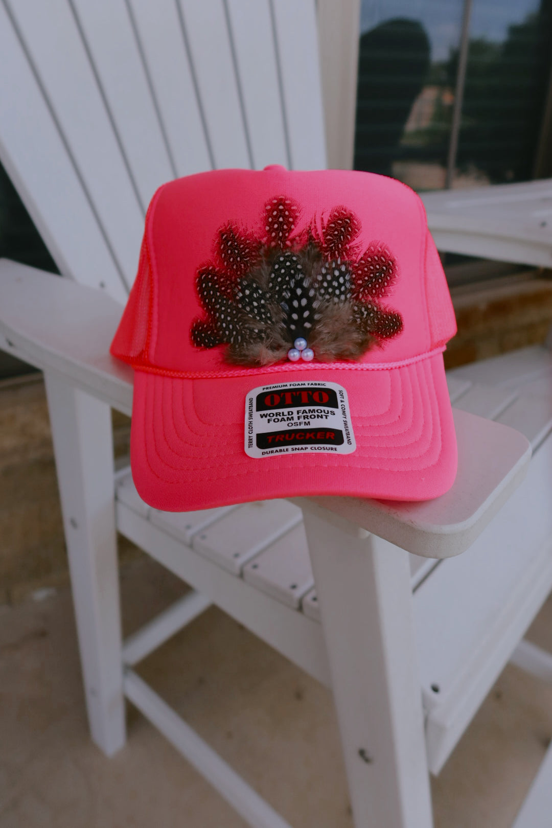 Hot Pink Feather Foam Trucker Hat
