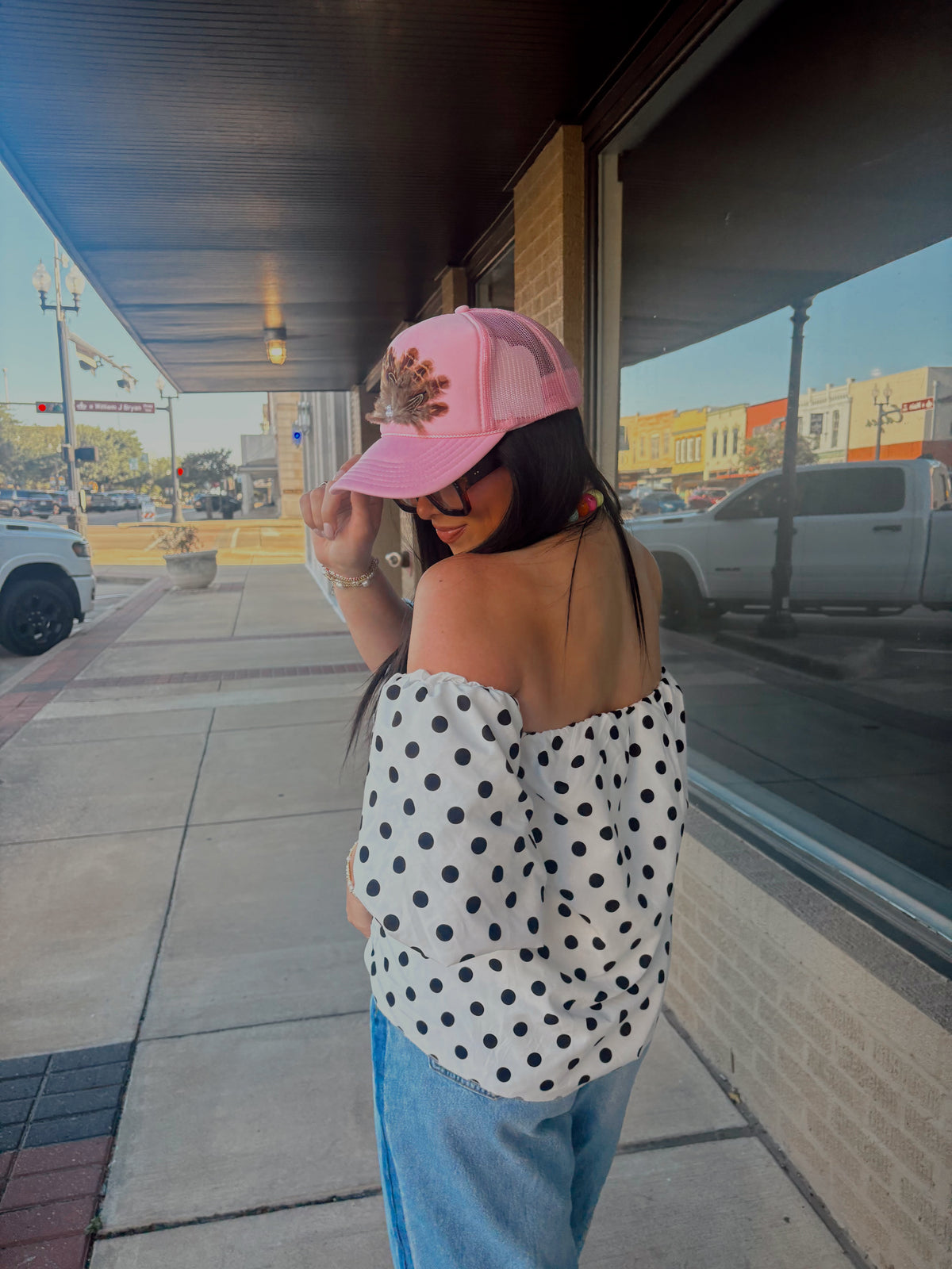 Baby Pink Feather Foam Trucker Hat