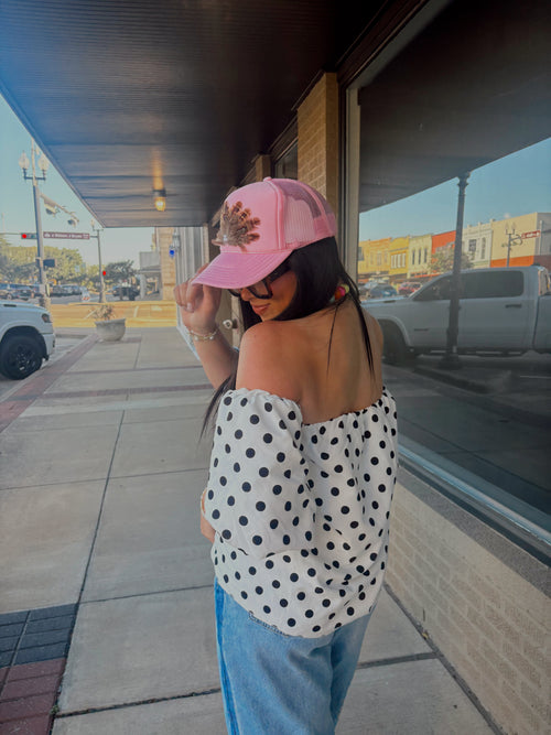 Baby Pink Feather Foam Trucker Hat