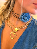 Denim Flower Choker
