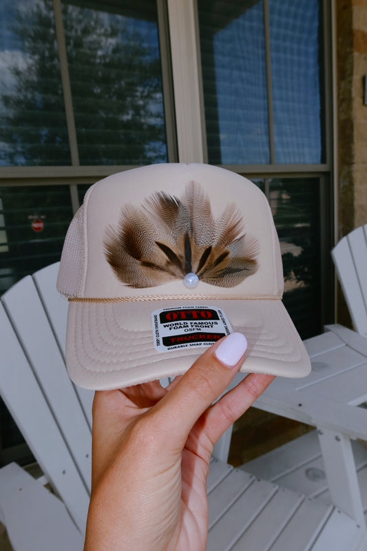 Tan Feather Foam Trucker Hat