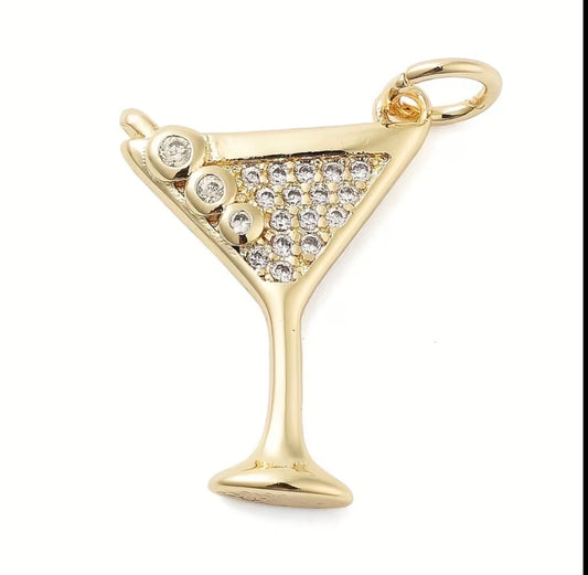 Gold Martini Charm - Medium