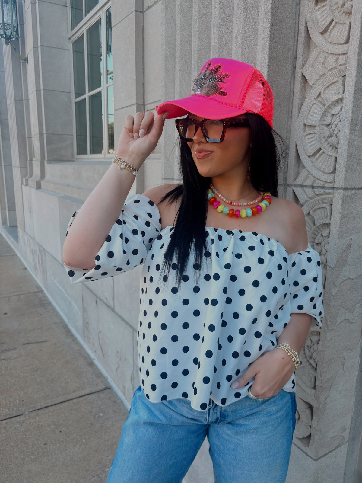 Hot Pink Feather Foam Trucker Hat