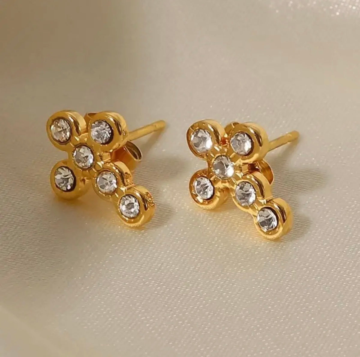 Diamond Cross Earrings Non-Tarnish