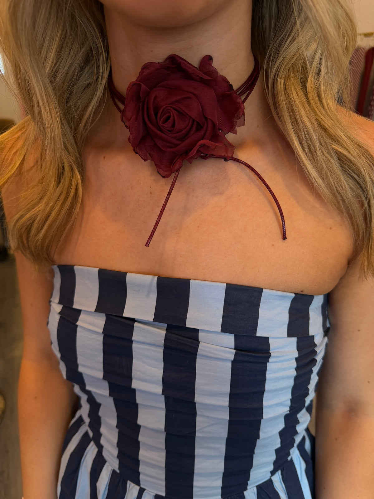 Maroon Flower Choker