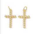 Gold Beaded Cross Charm - Large