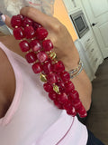 Maroon & Gold Beaded Necklace
