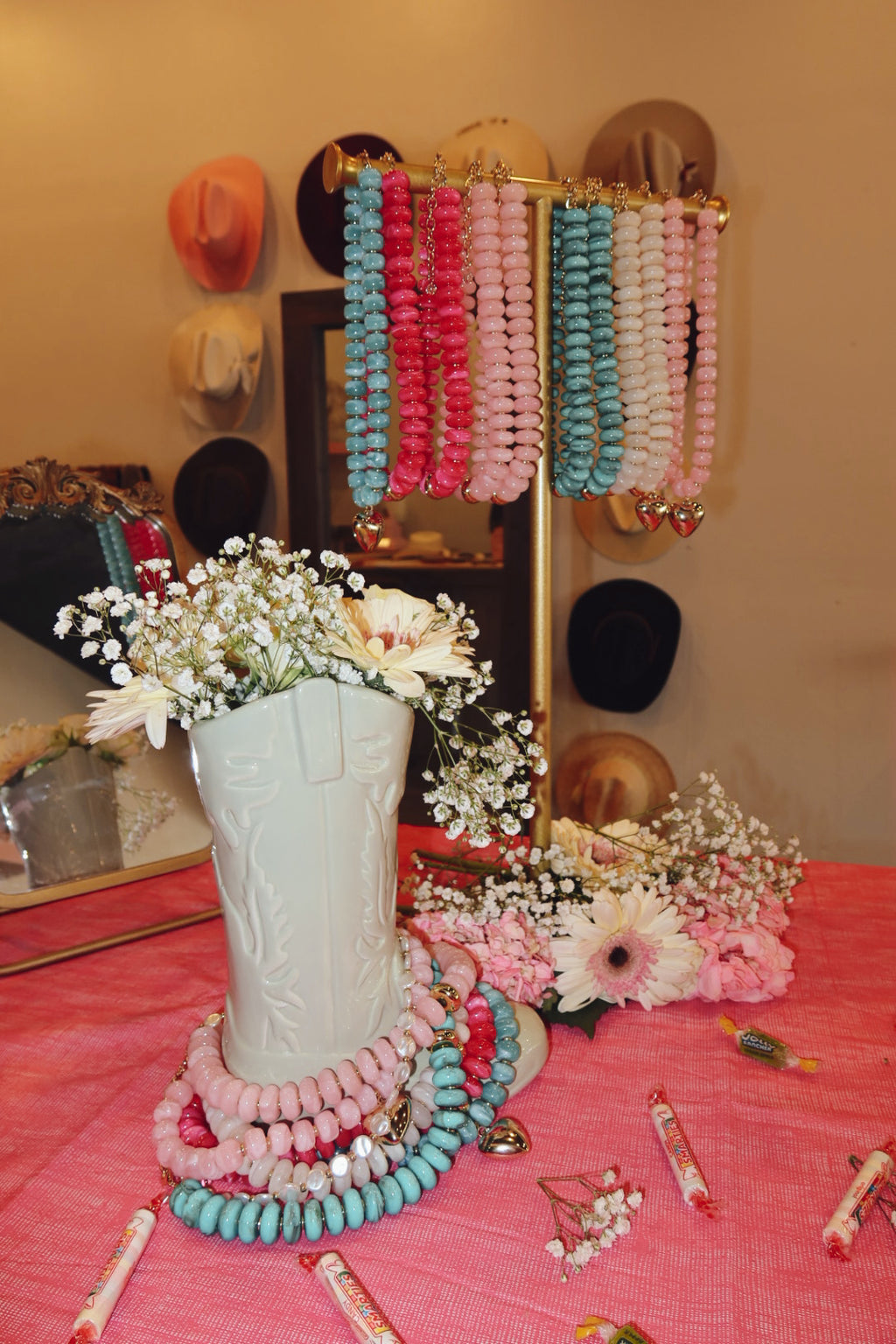 Sweet Baby Pink w/ Heart Bubble Necklace