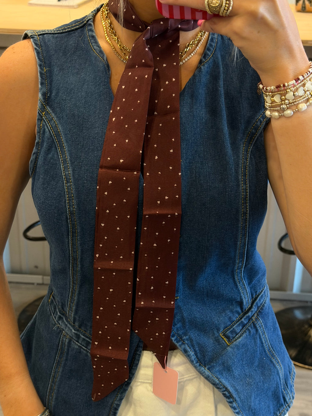 Maroon Mini Heart Twilly