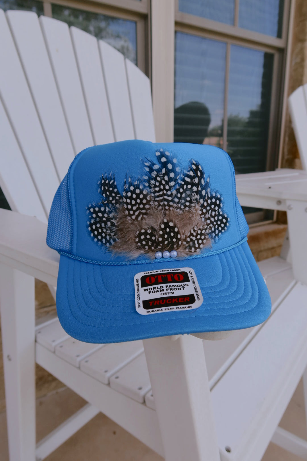Blue Feather Foam Trucker Hat