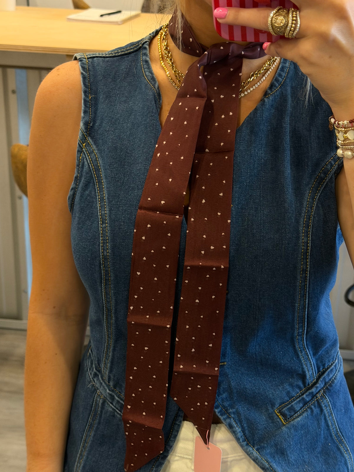 Maroon Mini Heart Twilly