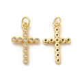 Gold Bubble/Diamond Cross Charm - Large