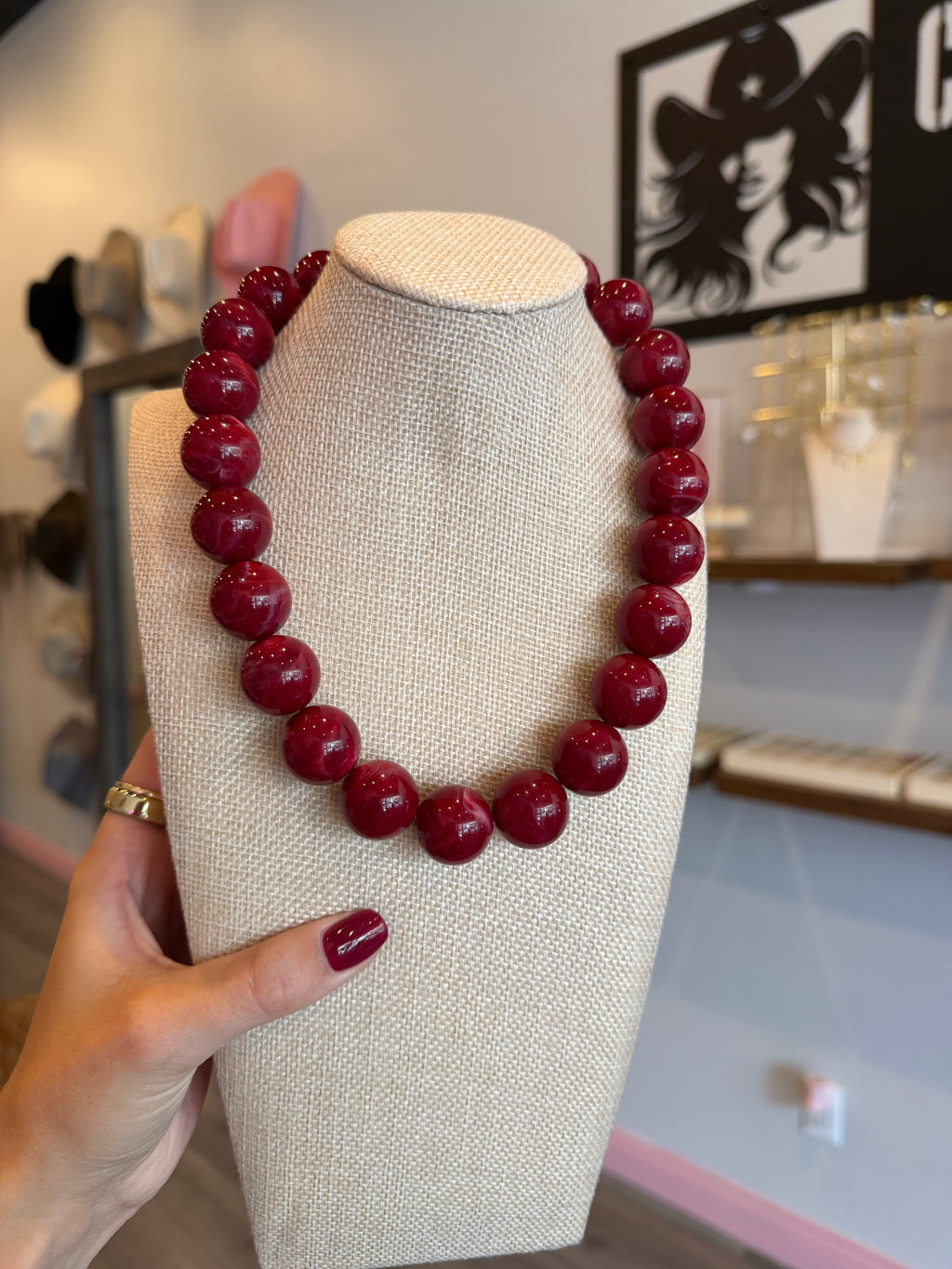 Maroon Bauble Necklace