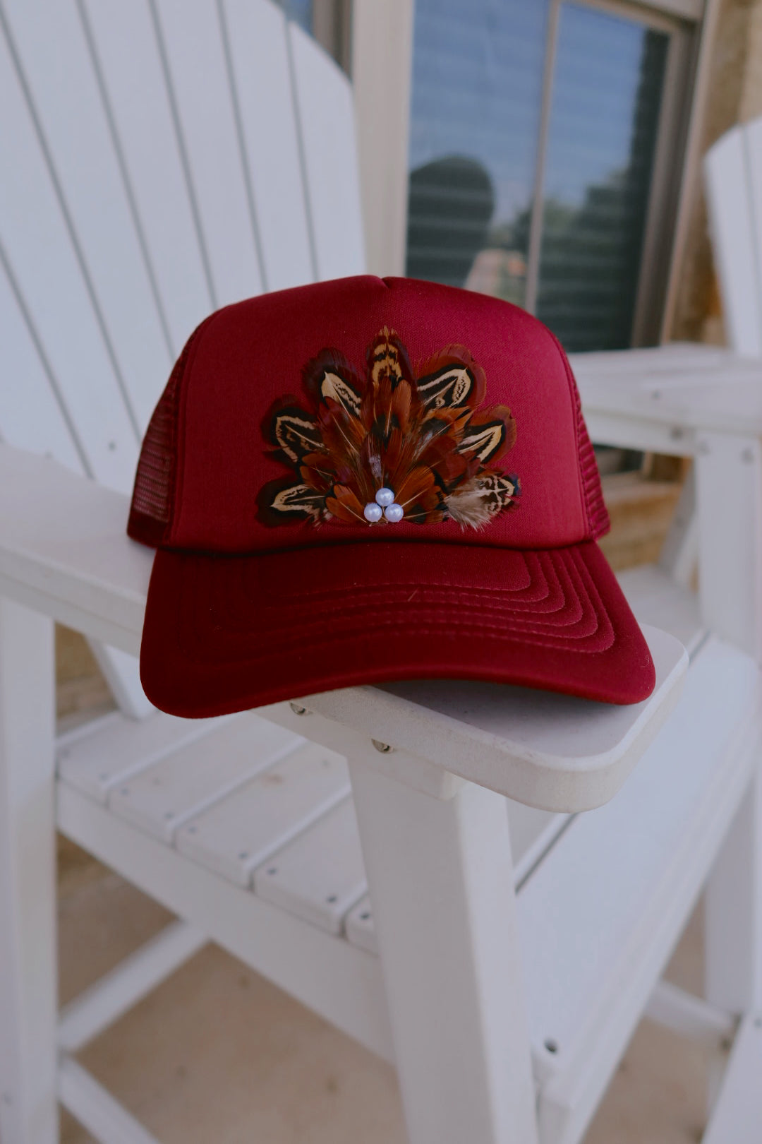 Maroon Feather Foam Trucker Hat