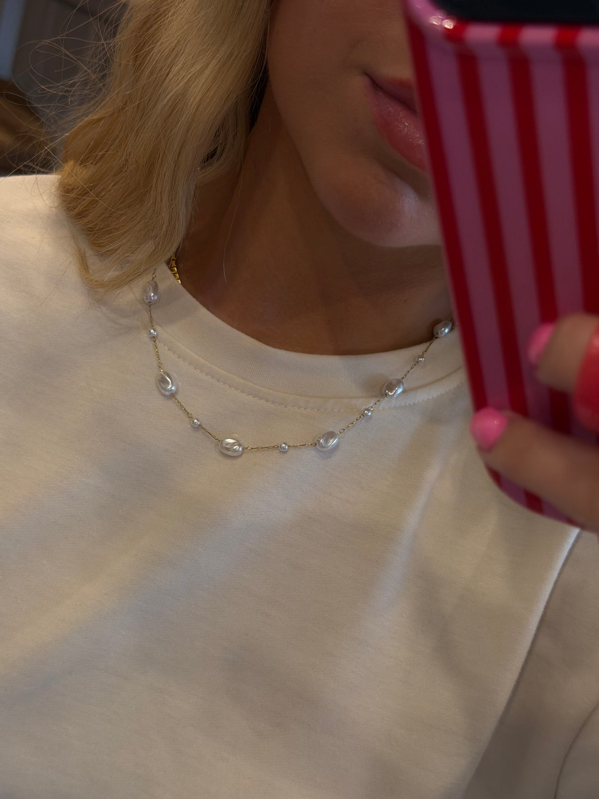 Pearl Necklace Non-Tarnish
