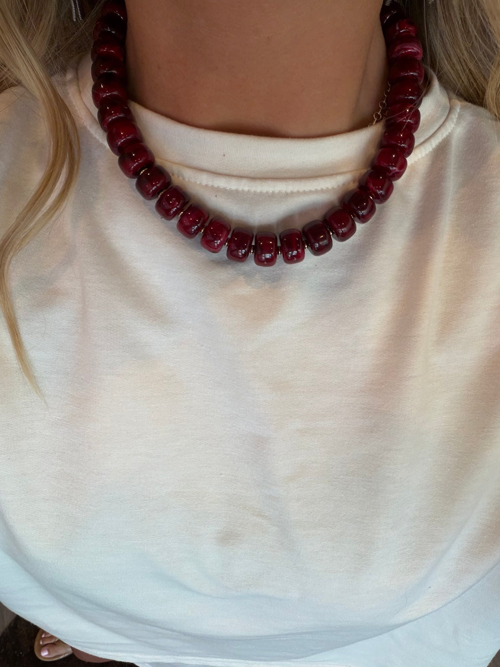 Maroon Beaded Necklace