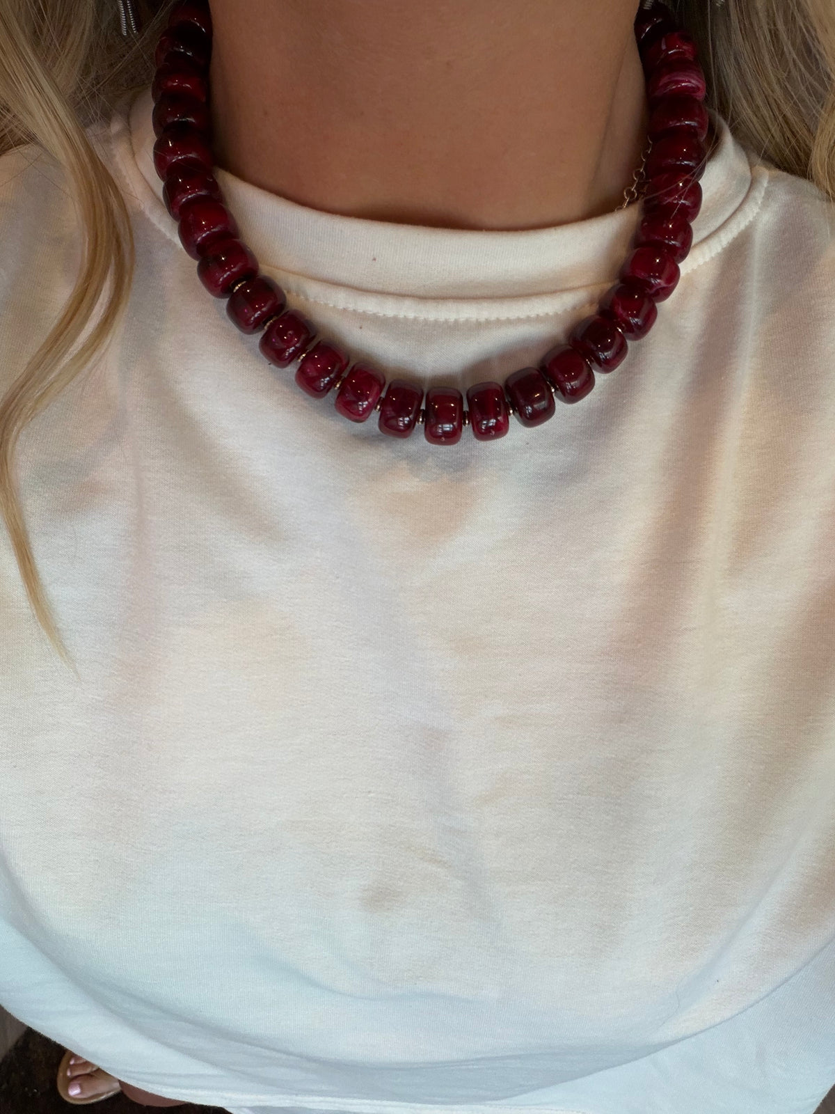 Maroon Beaded Necklace