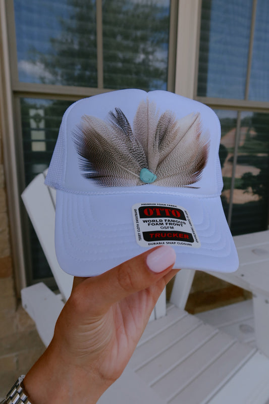 White Feather Foam Trucker Hat