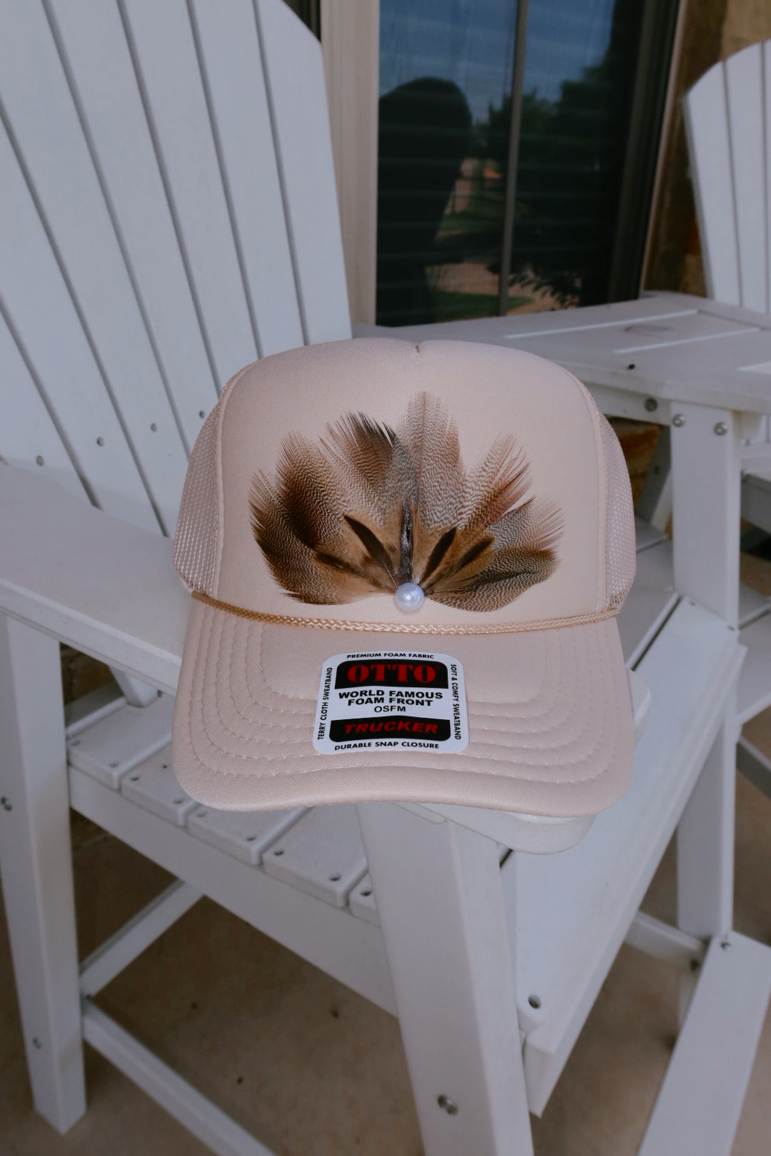 Tan Feather Foam Trucker Hat