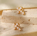 Pearl Cross Earrings Non-Tarnish
