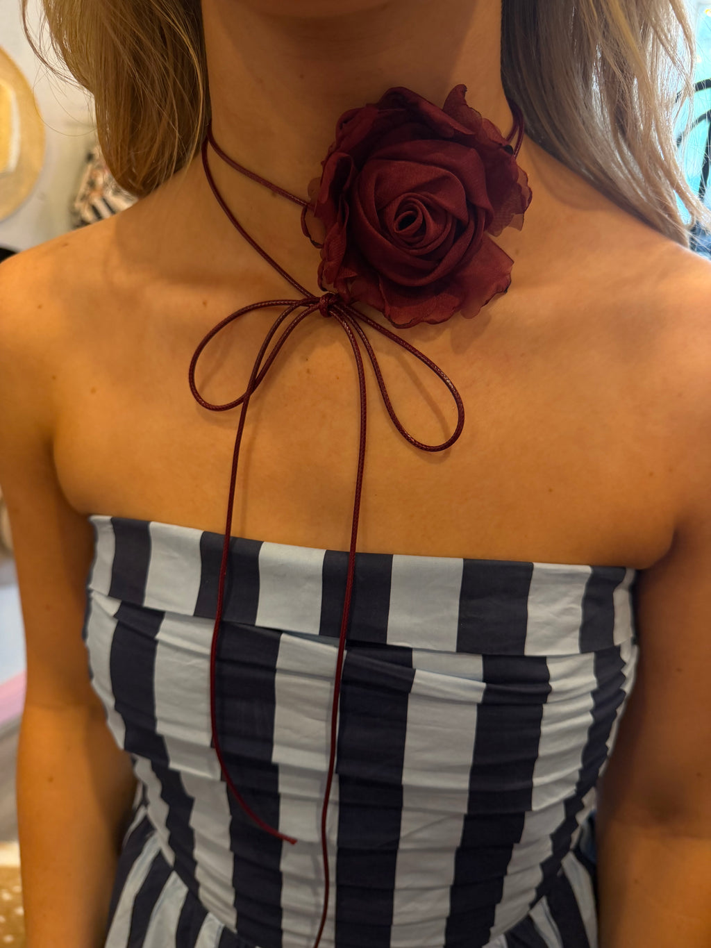 Maroon Flower Choker