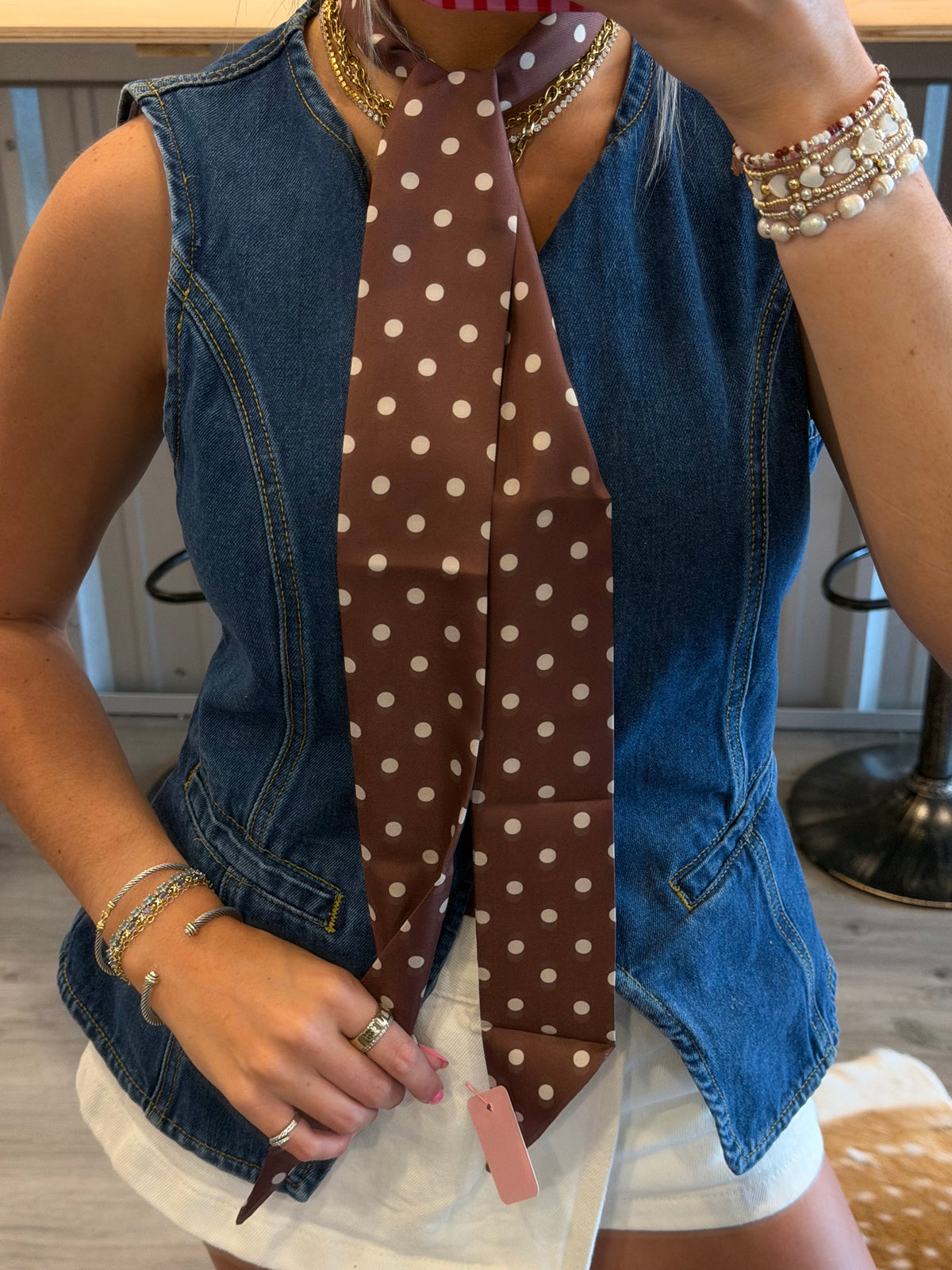 Brown Polka Dot Twilly