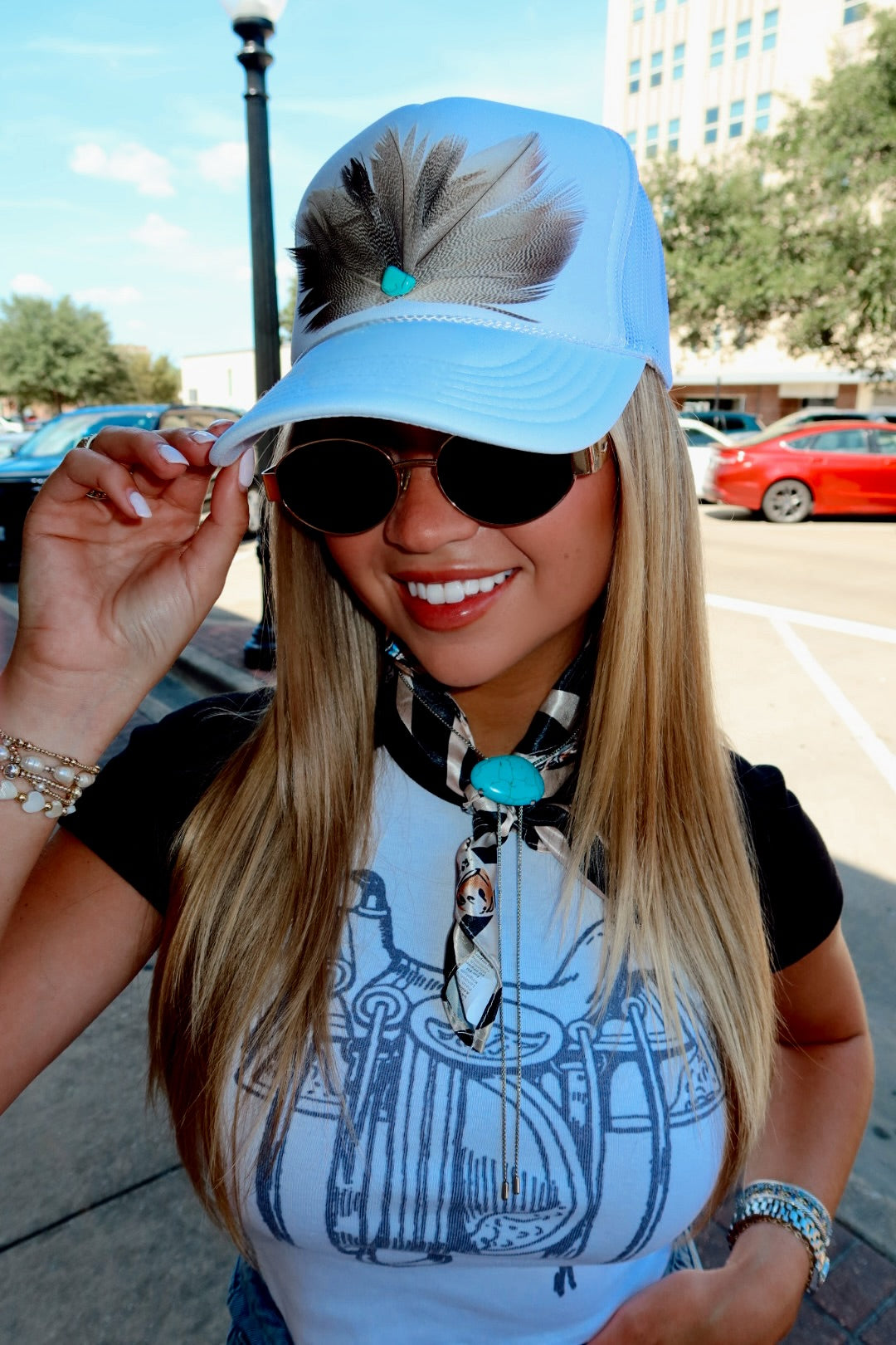 White Feather Foam Trucker Hat