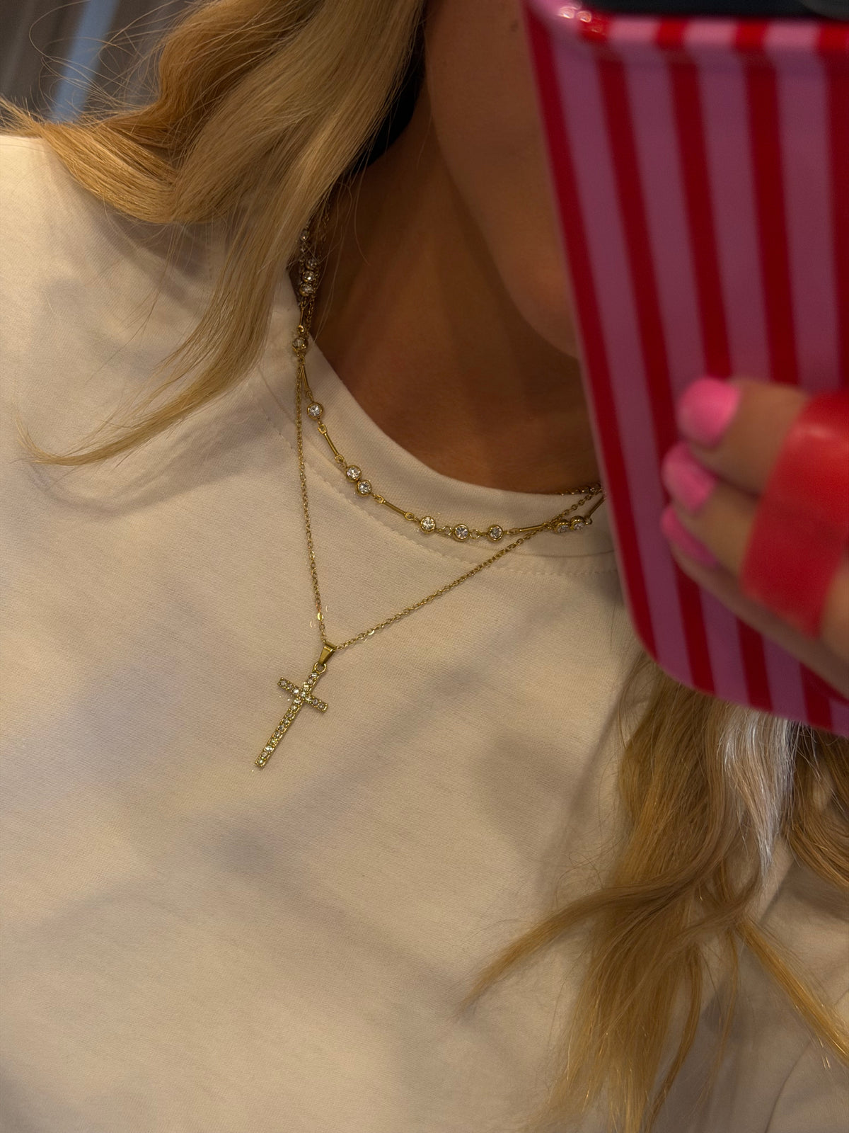 Layered Cross Necklace Non-Tarnish
