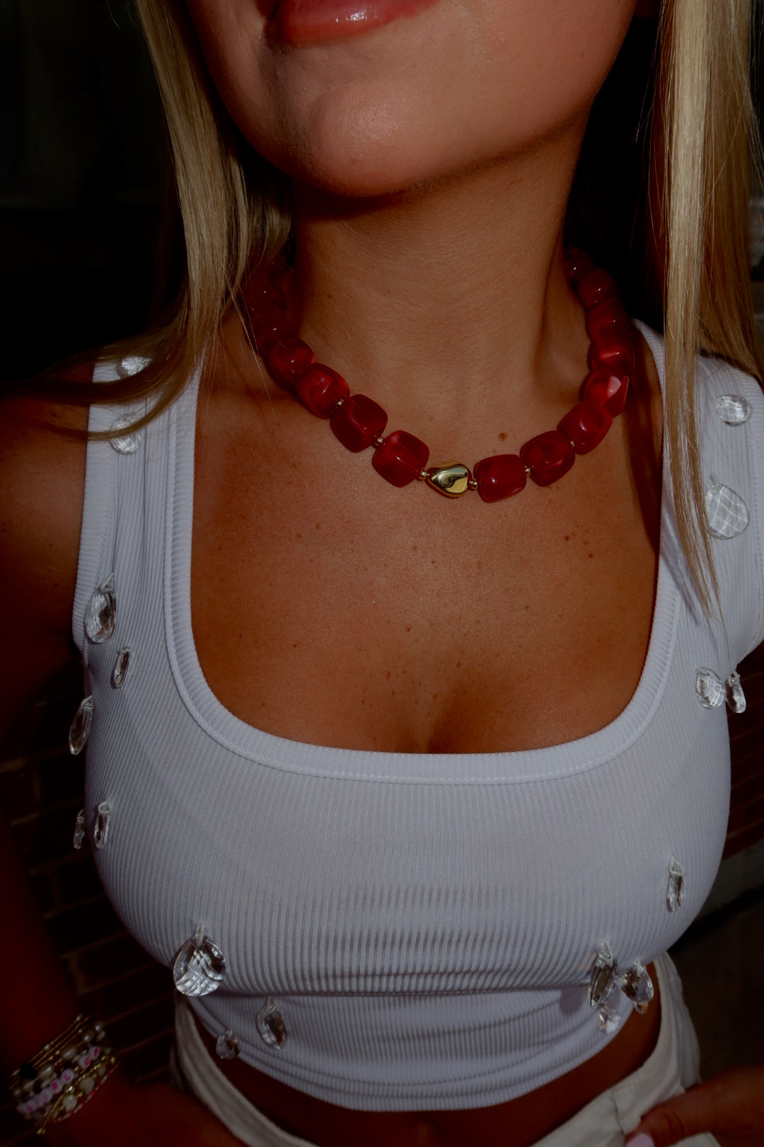 Maroon & Gold Beaded Necklace