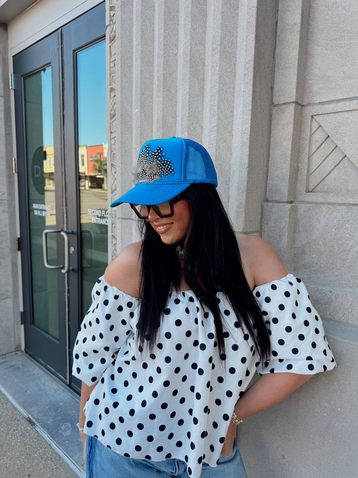 Blue Feather Foam Trucker Hat