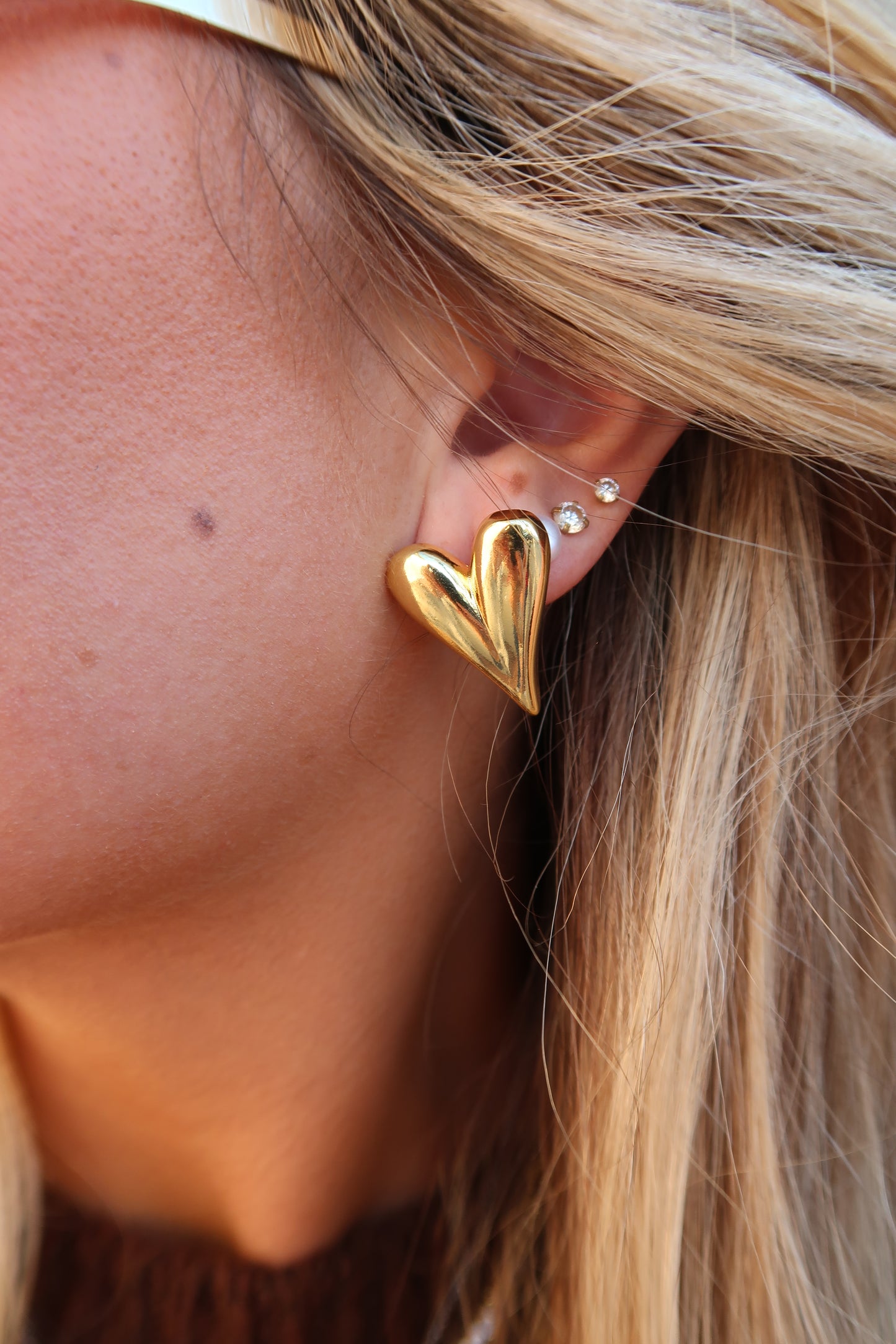 The Golden Sweetheart Stud Earrings