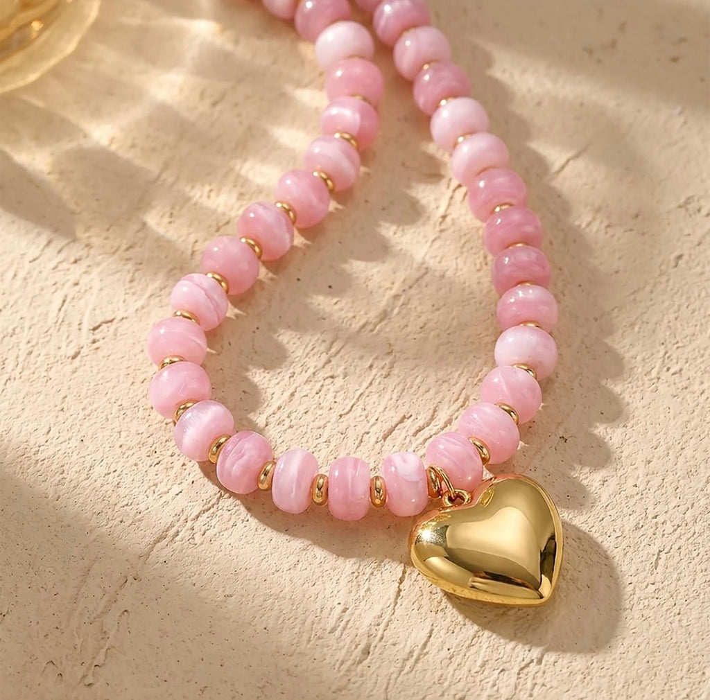 Sweet Baby Pink w/ Heart Bubble Necklace