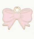 Gold Pink Bow Tie Charm - Medium