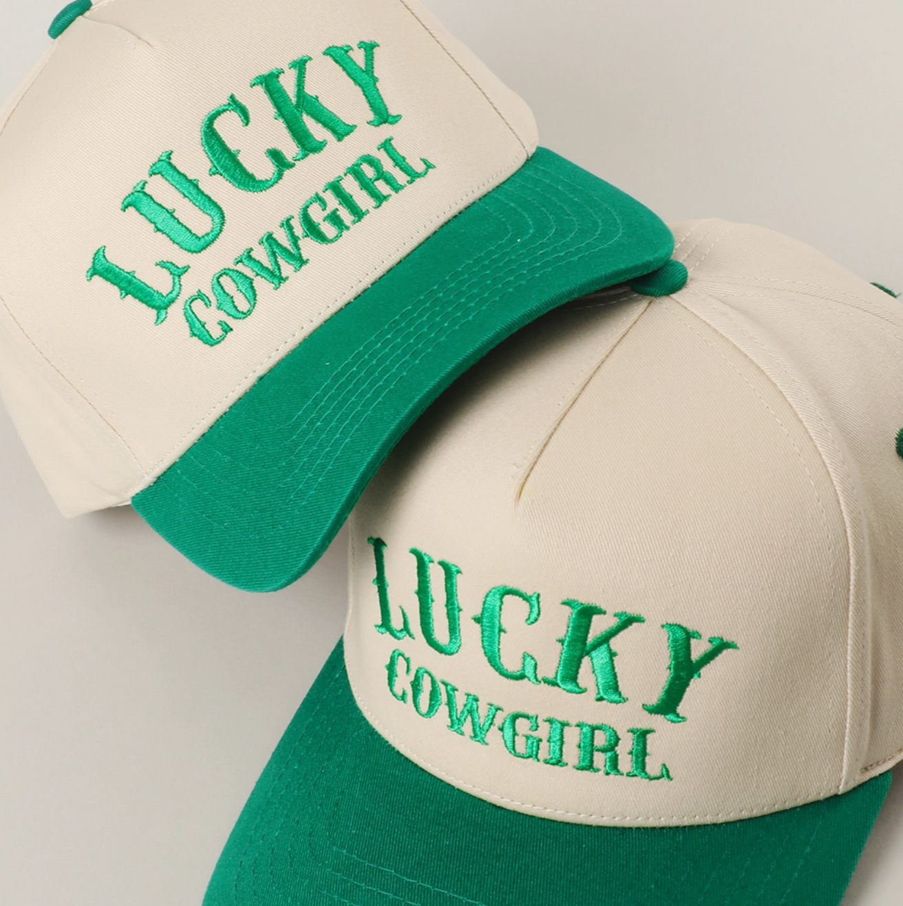 Lucky Cowgirl Embroidery Two-Tone Trucker Hat
