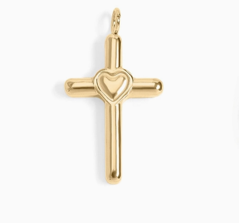 Medium Cross with Heart Charm