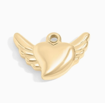 Medium Heart with Angel Wings Charm