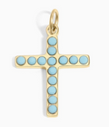 Large Turquoise Beaded Cross Charm