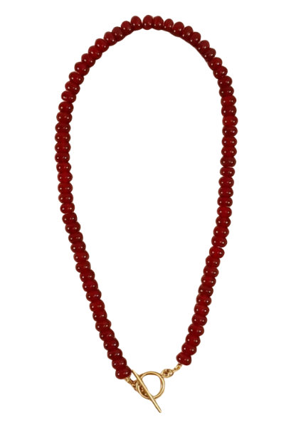 Maroon Beaded Clasp Necklace