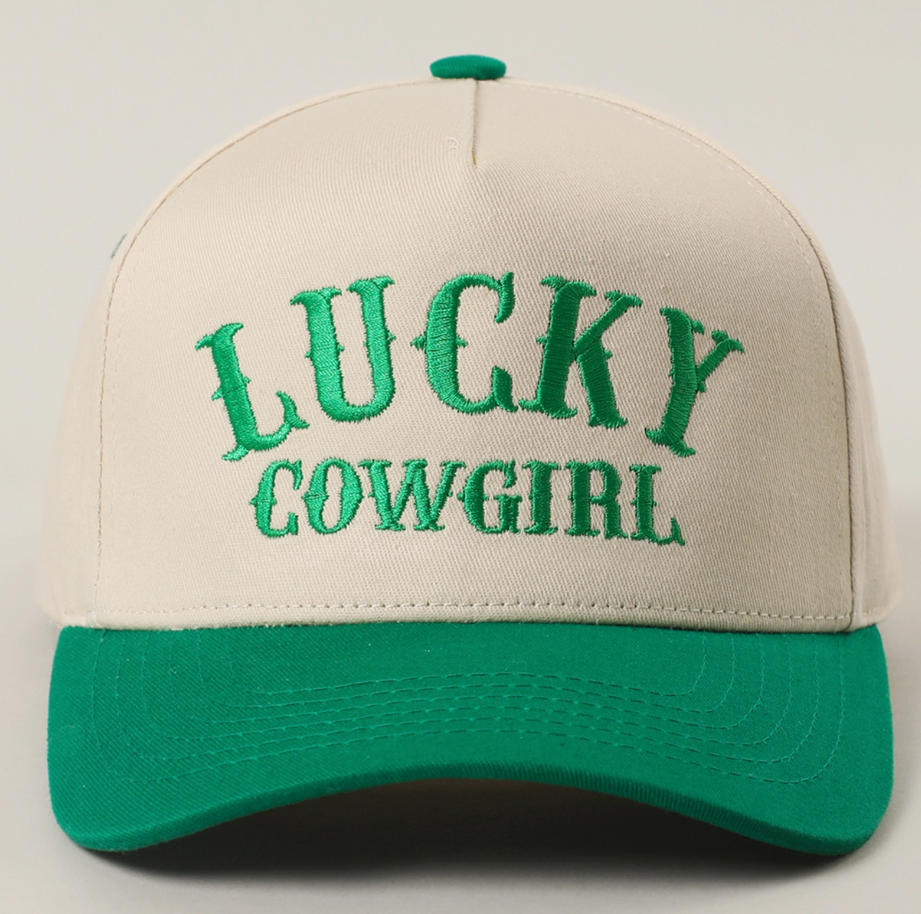 Lucky Cowgirl Embroidery Two-Tone Trucker Hat
